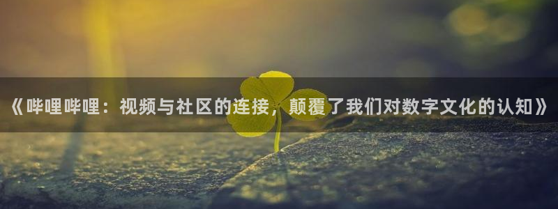 蓝冠娱乐集团：《哔哩哔哩：视频与社区的连接，颠覆了我们对数字